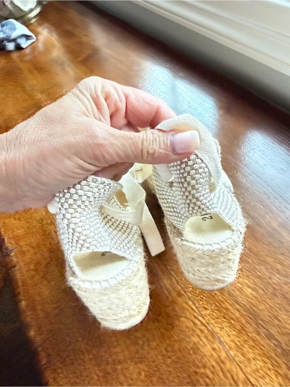 Tie-Ankle Canvas Espadrille Wedges in White size 40